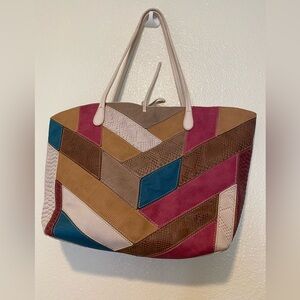 Desigual Colorful Chevron Tote Bag